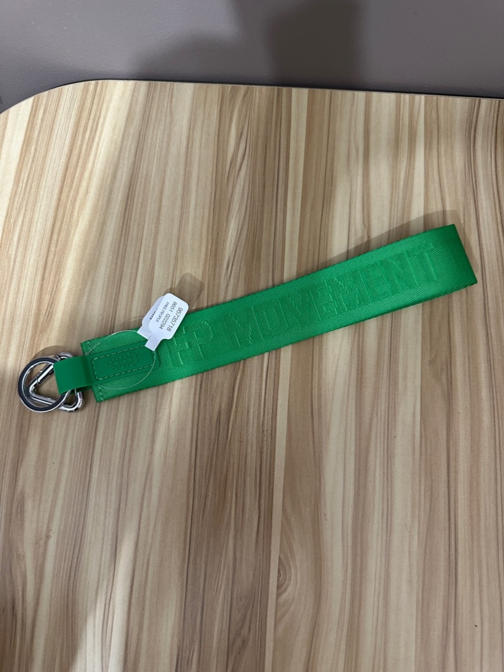 Free People Neon Green Webbing Belt with Silver Double-Ring Buckle
